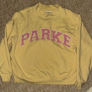 PARKE Yellow Sweatshirt with Pink Lettering